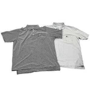 B Draddy lot of two pima cotton stripe polo golf shirts size Medium